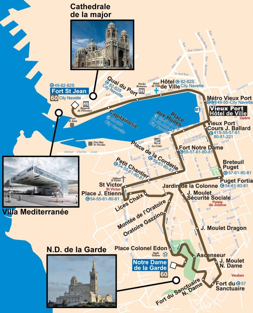 mapa de Marseille bus 60 mapa