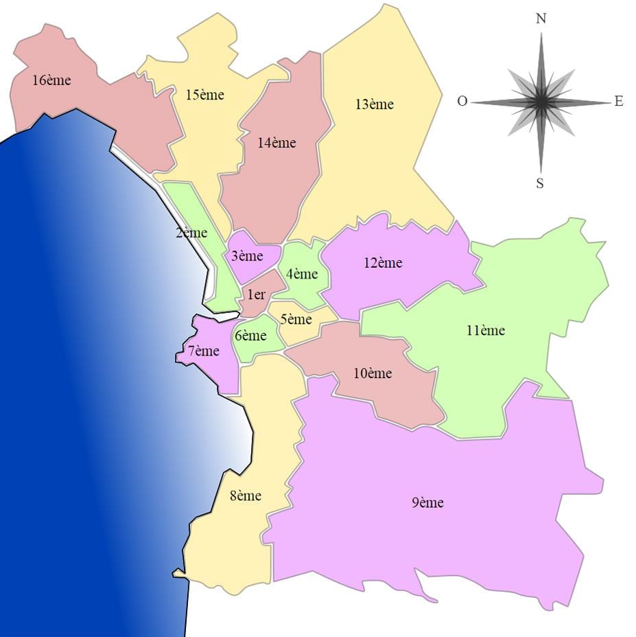 mapa de Marsella arrondissement