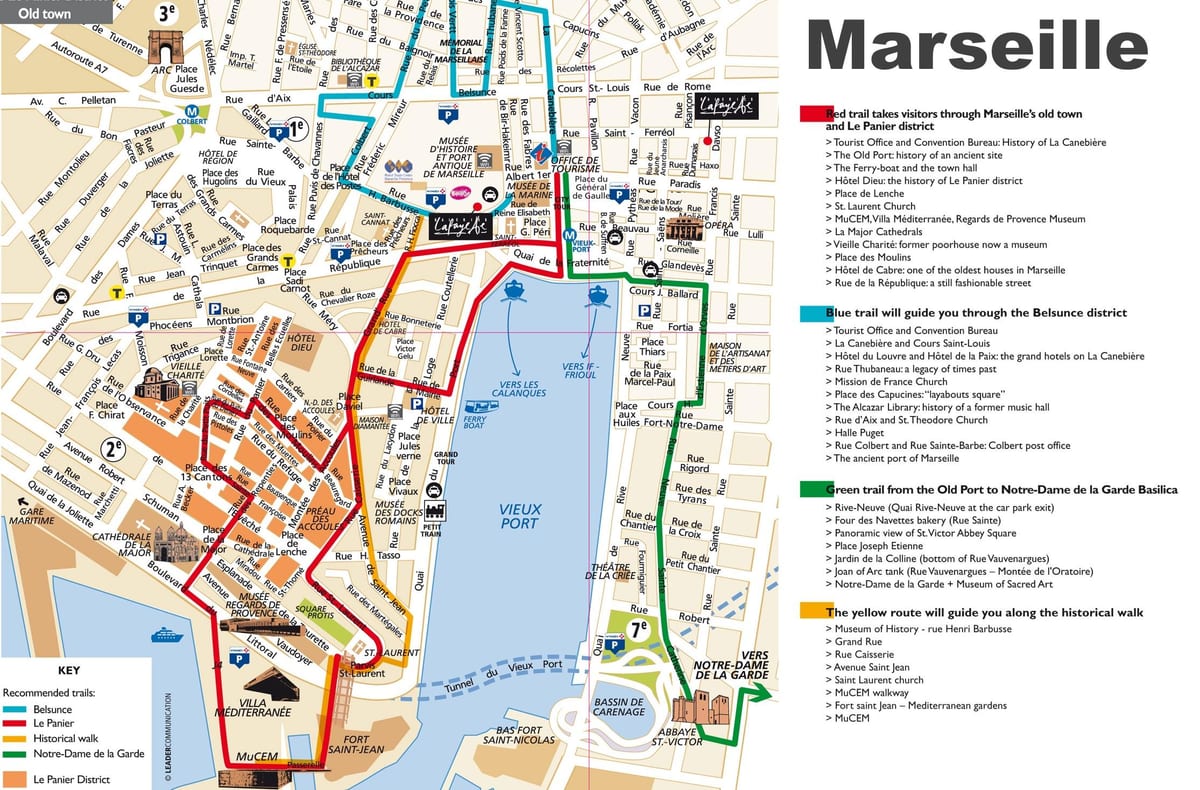 mapa de Marsella walking tour