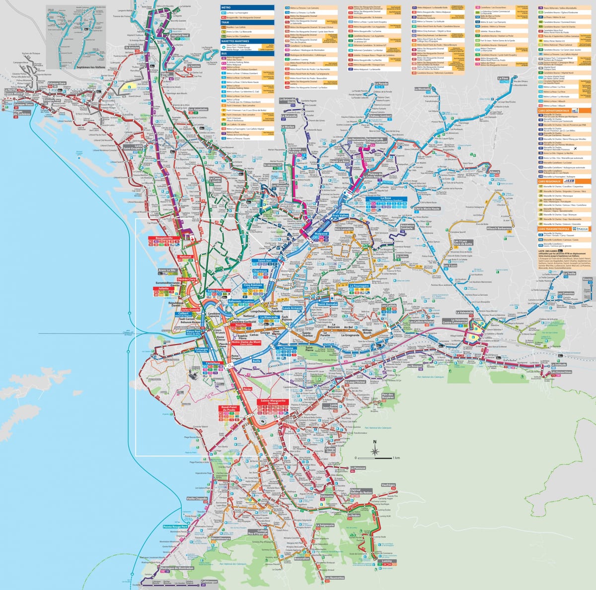 Marsella transporte mapa