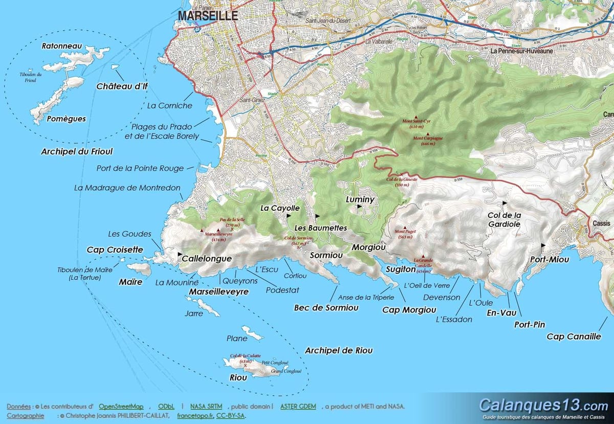 xeográfica mapa de Marsella